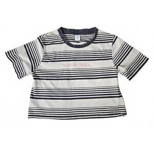 Odd Future Women's Cream/Gray Casual Striped Tee with Pink Embroidery XS